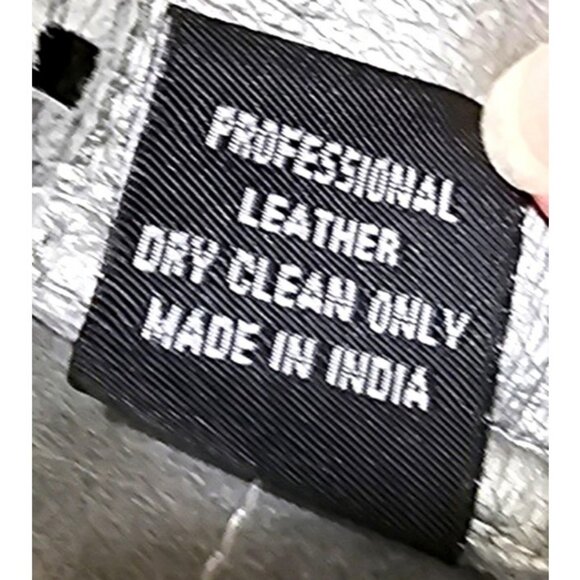 JEnvie New York Silver Perforated Leather Jacket L Lightweight Stylish Outerwear - Picture 9 of 9